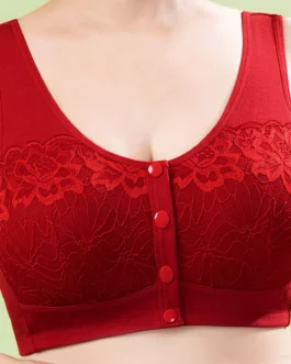 Underwear Bras Vests Thin And Comfortable Front Buckle Lace Style Women’s Bras Summer Wireless Gathered Comfort V Brassiere