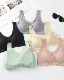 Seamless Breathable Lace Push Up Bras for Women Wire Free Sexy Bras Top Lingerie for Woman V-neck Bralette Sports Underwear