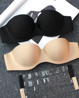 Womens Tube Tops Invisible Strapless Bra Underwear Sexy Solid Seamless Push Up Bra Wireless Mold Cup Bralette Lingerie