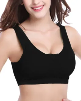 Women Push Up Sports Bra Lady Seamless Padded Breathable Tanks Home Gym Fitness Workout Solid Color Lace Underwear