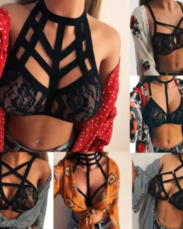 New Sexy Women’s Lingerie Hollow Cage Harness Lace Bra Bandage Push Up Crop Top Bralette Bustier Sport Underwear Bikini Swimsuit