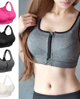 1PC 5XL Women Zipper Push Up Sports Bras Vest Underwear Shockproof Breathable Gym Fitness Athletic Running Sport Tops