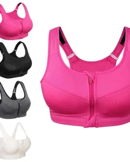 1PC 5XL Women Zipper Push Up Sports Bras Vest Underwear Shockproof Breathable Gym Fitness Athletic Running Sport Tops