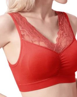 Sexy Lace Bras For Women Seamless Comfortable Deep V Brassiere Tube Top Solid Push Up Wireless Gathered Bra Underwear Lingerie