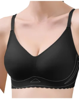 Womens Wireless Seamless T-Shirt Bra Extreme Comfort Spaghetti Thin Strap Soft Support Bra Full-Coverage Push Up Corset Lift Bra