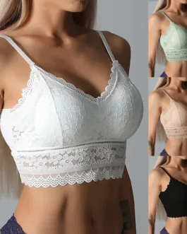 Women Lace Bras Top Comfortable Bralette Solid Color Beauty Back Underwear Sexy Vest Female Add pad Wireless Bra Lingerie