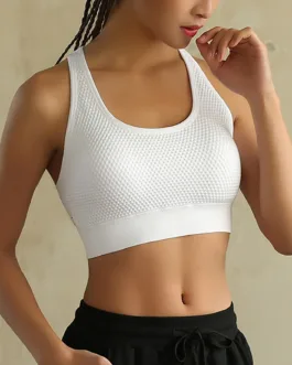 Cut Out Beauty Back Sports Bra High Elastic Knit Top Melon Sports Bra Cropped Yoga with Bra Molded Sports Bra Women Sports