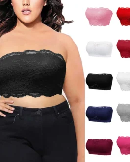 Ladies Sexy Chest Wrapping Bra Women Plus Size Seamless Lace Underwear Women Strapless Solid Color Briefs Sexy Lingeries трусы