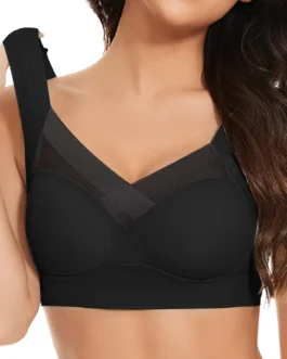 Plus Size Fitness Sports Bras For Women Solid Mesh Brassiere Sexy Lingerie Push Up Wireless Small Chest Gathered Sleep Bra Top