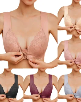 Women Bra Womens No Steel Ring French Womens Front Close Bra T Back Seamless Unlined Bra For Large Bust