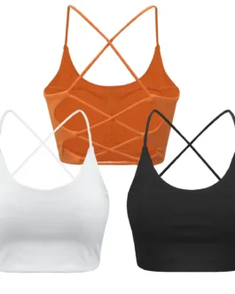 3 PCS Sports Bra for Women, Summer Criss Cross Bra Removable Padded Seamless Medium Support Yoga Bra for Workout Fitness