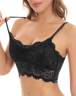 Strapless Bras for Women Floral Lace Bandeau Padded Seamless Full Coverage Lightly Lined Wireless Bras Plus Size Comfort Bra