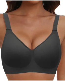 Ultra Thin Sports Bra Comfortable Traceless Full Coverage Bras For Women Wireless Soft Support Adjustable Strap Solid Bra