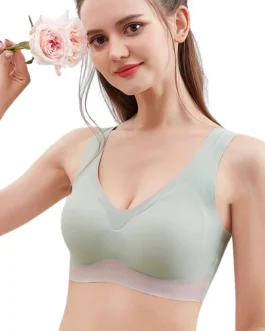 Women Non-stiffening Bra Comfortable Side Breast Collection Ice Silk Cool Non-marking Bra Anti-upper Slip Bra Sports Underwear