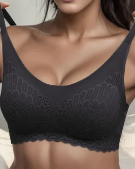 Thin Cup Lace Bra For Women High Elastic Solid Color Wrapped Chest Breathable Brassiere Shockproof Push Up Sexy Lingeries