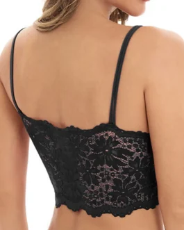 Strapless Bras for Women Floral Lace Bandeau Padded Seamless Full Coverage Lightly Lined Wireless Bras Plus Size Comfort Bra