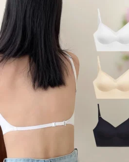 Strapless Underwear Women Invisible Bra Deep U Plunge Bras Backless Top for Dresses Sexy Lingerie with Transparent Strap Push Up