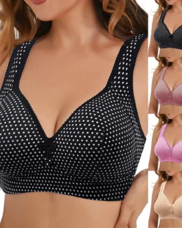 Tan Bra Women’s Sexy And Comfortable Large Size Thin Cup With No Steel Ring Uphold Four Breasted Printing Adjustable Bra